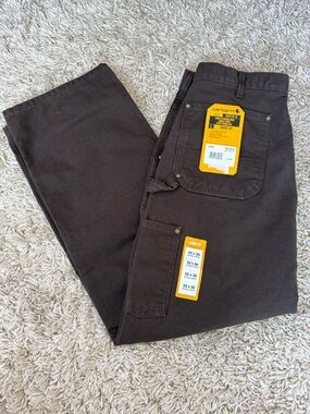 *sold* Carhartt Chocolate Brown Double Front Duck Work Pants, NWT, 33 x 30